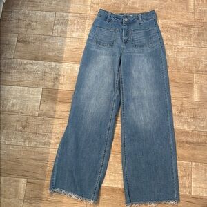 Oat New York Designer Women's Blue Wide-Leg Jeans